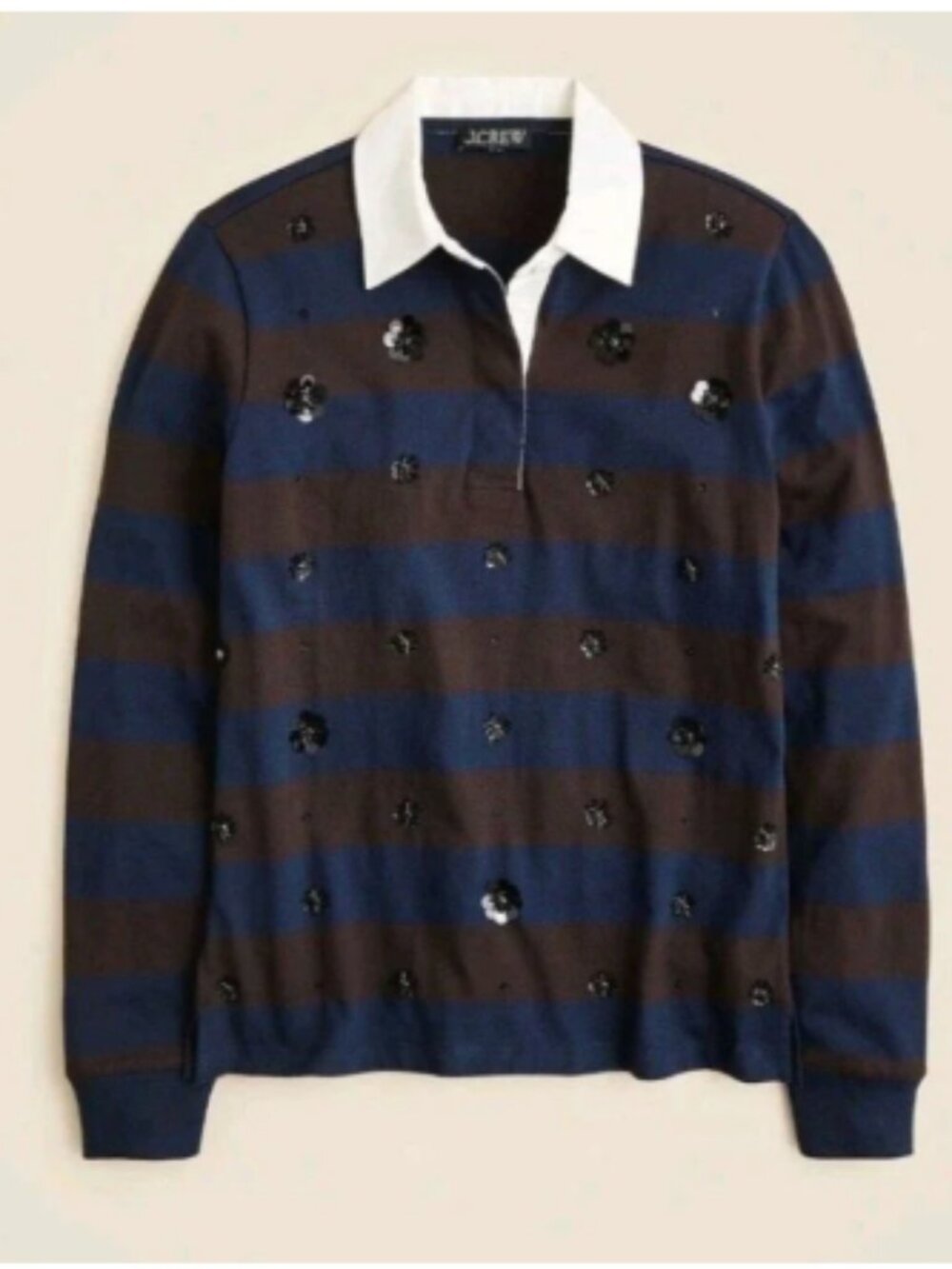 NWT J.Crew Premium-weight Classic Rugby Shirt with Embellishments CP551 Size M